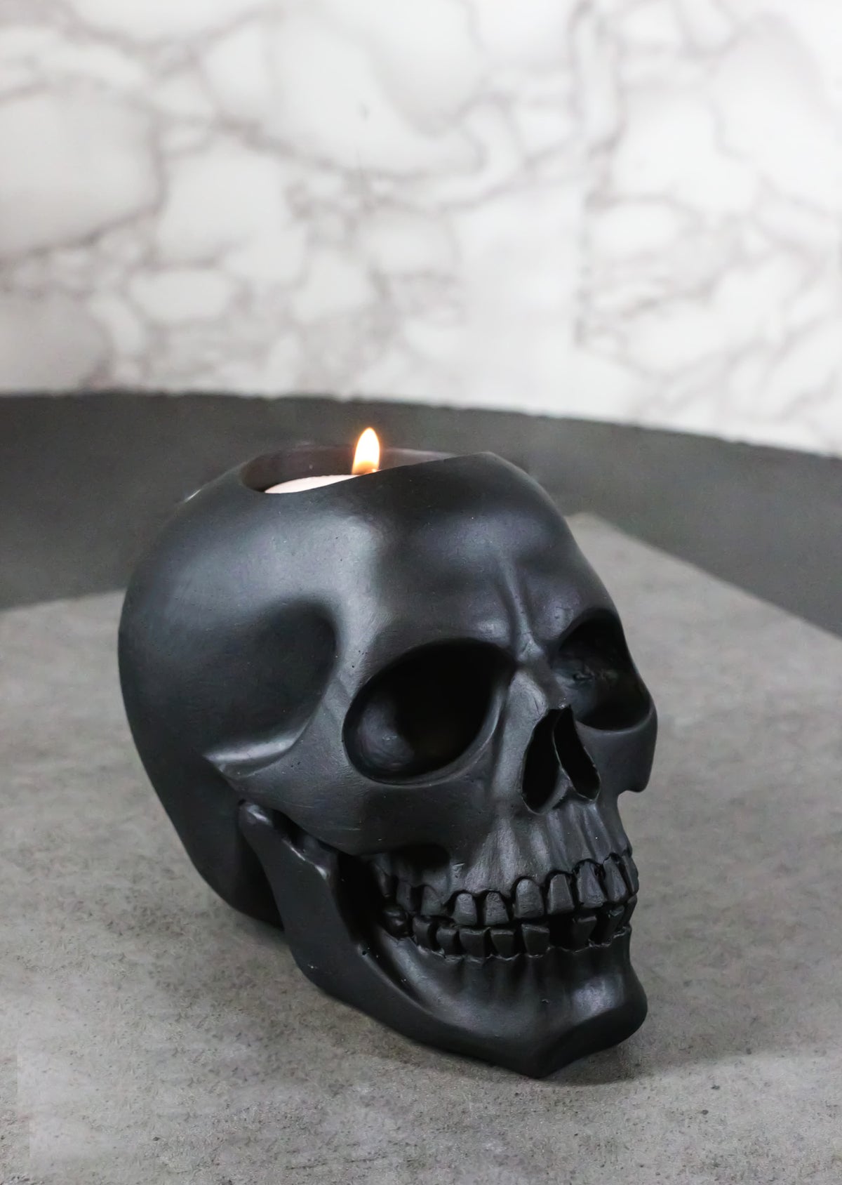 Ebros Black Skull Votive Holder, Resin Gothic Halloween Candle Decor