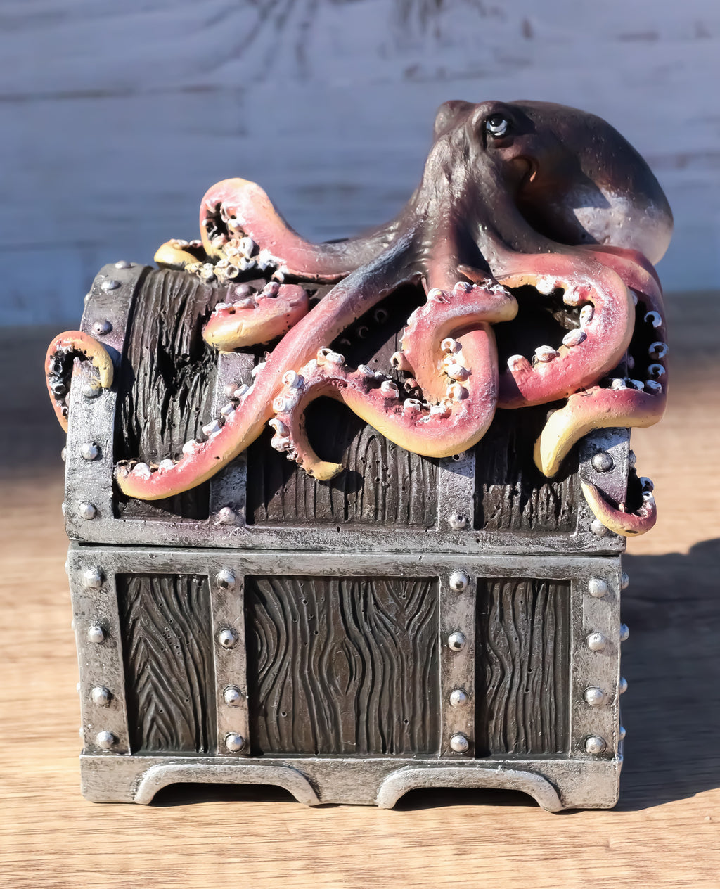 Nautical Marine Ocean Octopus Kraken Guarding Treasure Chest Decorativ–  Ebros Gift