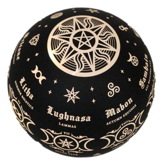 Pagan Calendar Wheel Of The Year Triple Moon Sacred Symbols LED Globe Light - Ebros Gift