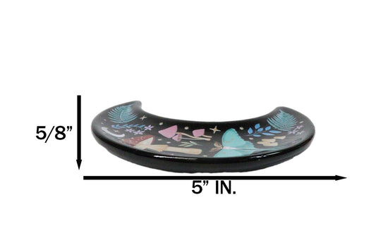 Porcelain Wicca Dark Forest Toadstool Mushrooms Moth Crescent Moon Trinket Dish