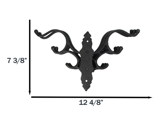 Cast Iron Victorian Swivel Wall Hook Rustic Black 4 Arm Rotating Coat & Hat Rack
