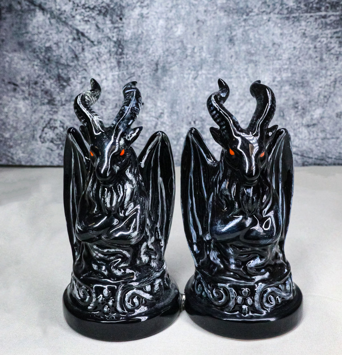 Metaphysical Realm Spirit Sabbatic Goat Baphomet Ceramic Salt Pepper Shakers Set