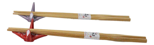 Red And Purple Origami Cranes Set of 2 Wooden Chopsticks And Ceramic Rests Set