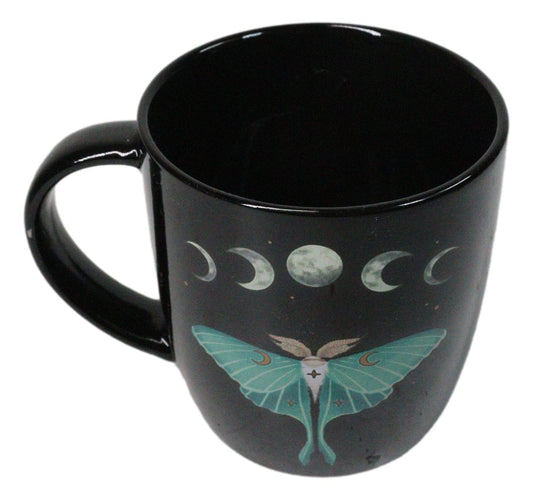 Wicca Magic Dark Forest Luna Moth Moon Phases Porcelain Coffee Mug Cup 12oz
