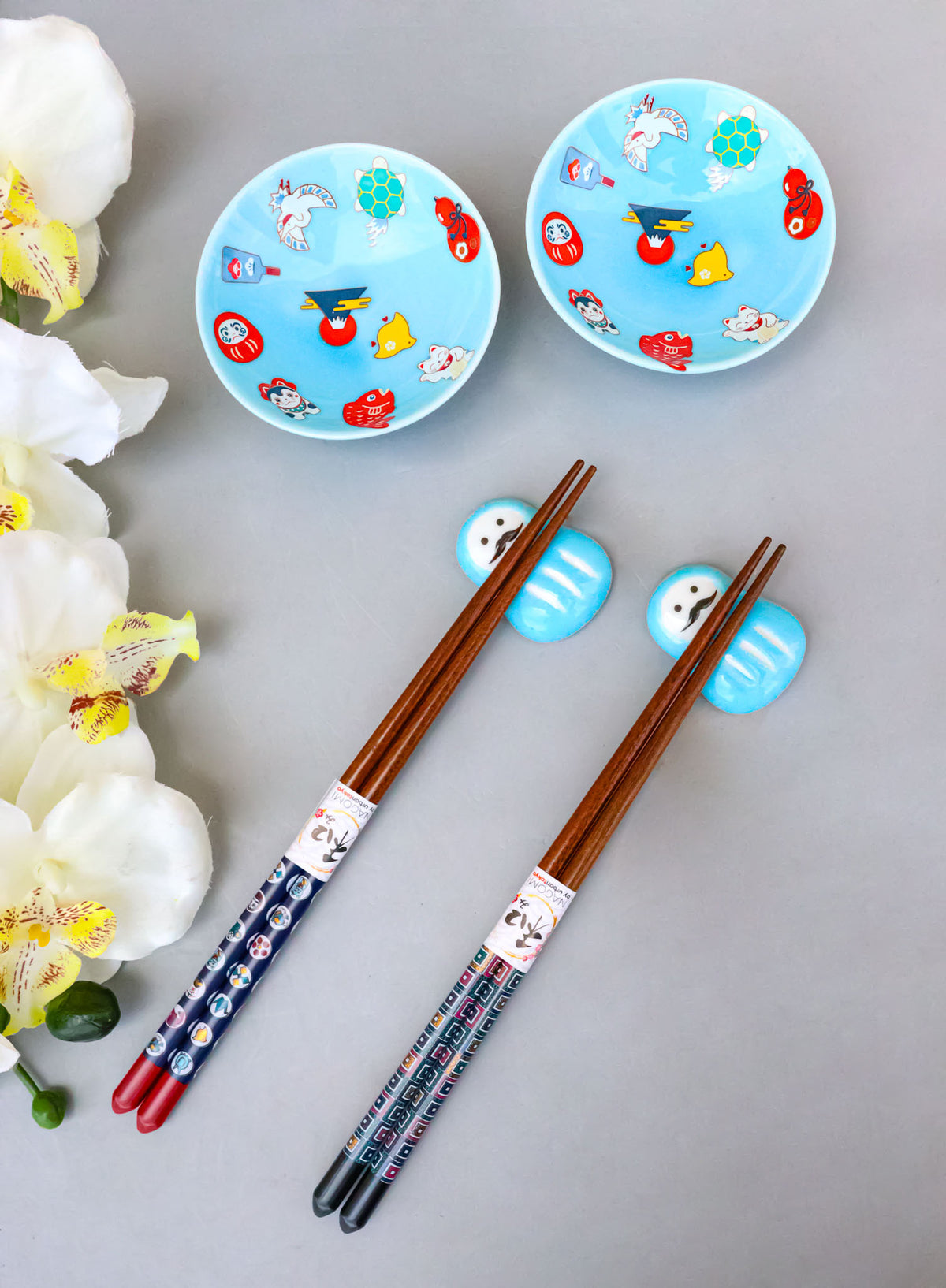 Japanese Cartoon Icons Blue Sauce Dishes Chopsticks And Rests Sushi Set For 2