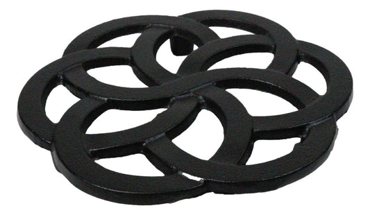 Floral Scroll Geometry Traditional Cast Iron Metal Tetsubin Teapot Trivet Stand