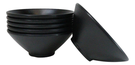 Pack Of 6 Black Silk Melamine Ramen Pho Soup Salad Pasta Large Bowls 32oz