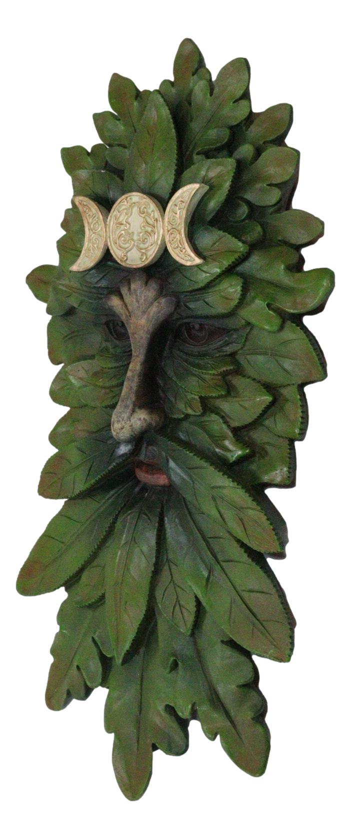 Nature Spirit God Celtic Greenman Wicca Triple Moon Tree Ent Wall Decor Plaque - Ebros Gift