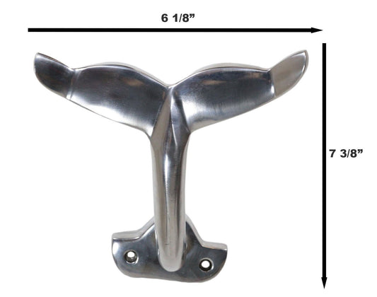 Nickel Plated Aluminum Nautical Baleen Blue Whale Tail Wall Coat Hook Hanger