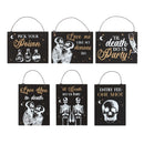 Set Of 36 Gothic Till Death Do Us Party Skeletons Mini Signs With Display