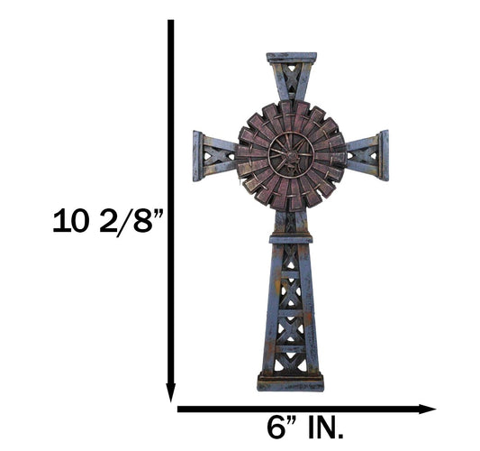 Country Western Rustic Windmill Towers Decorative Wall Cross Figurine