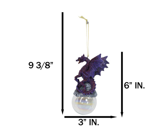 Ruth Thompson Purple Maelstrom Dragon On Pearl Glass Ball Ornament Figurine 5"H