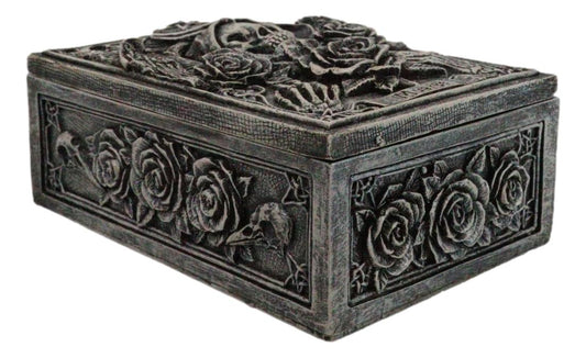 Santa Muerte Day Of The Dead Skull Pentagram Roses Tarot Cards Trinket Box - Ebros Gift