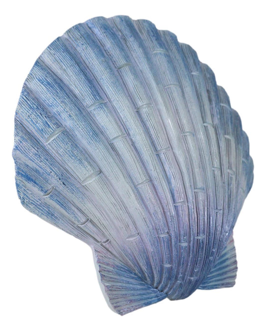 Ocean Nautical Marine Beach Aqua Blue Scallop Sea Shell Wall Plaque Decor 8.25"L - Ebros Gift