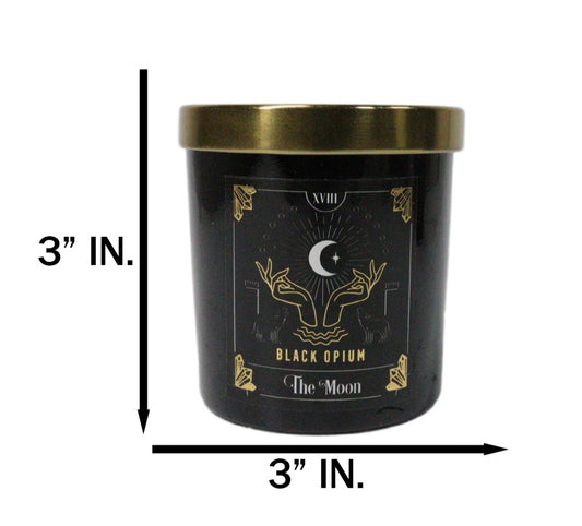 Wicca Witchcraft Mystic Tarot The Moon Black Opium Scented Candle With Gold Lid