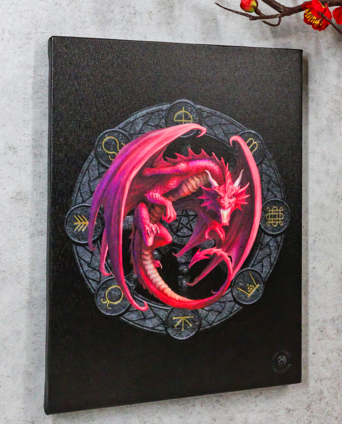 Anne Stokes Lammas Drake Sabbats Wheel of The Year Dragon Canvas Wall Decor - Ebros Gift