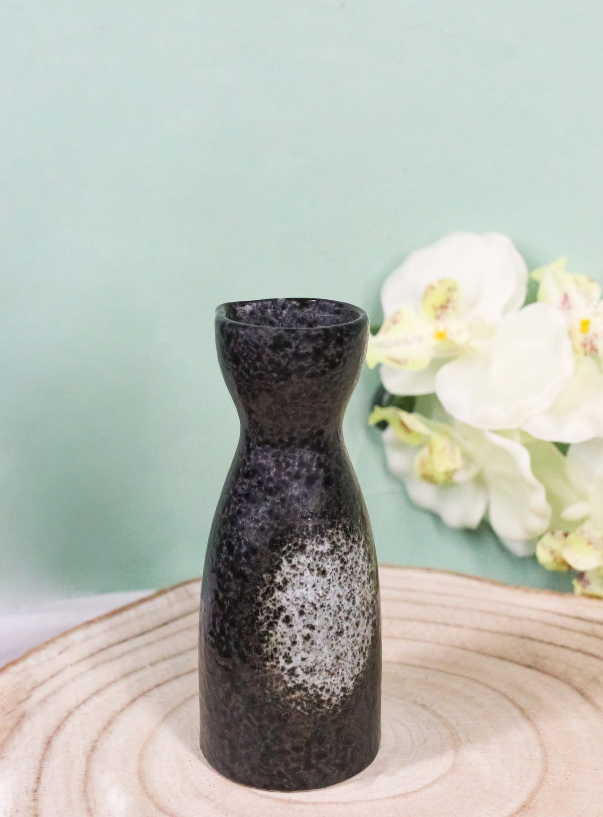 Pack Of 6 Porcelain Charcoal Grey Tone Hakumu Japanese Wine Sake Tokkuri Flasks