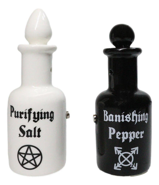Magic Potion Bottles Purifying Salt And Banishing Pepper Ceramic Shakers Set