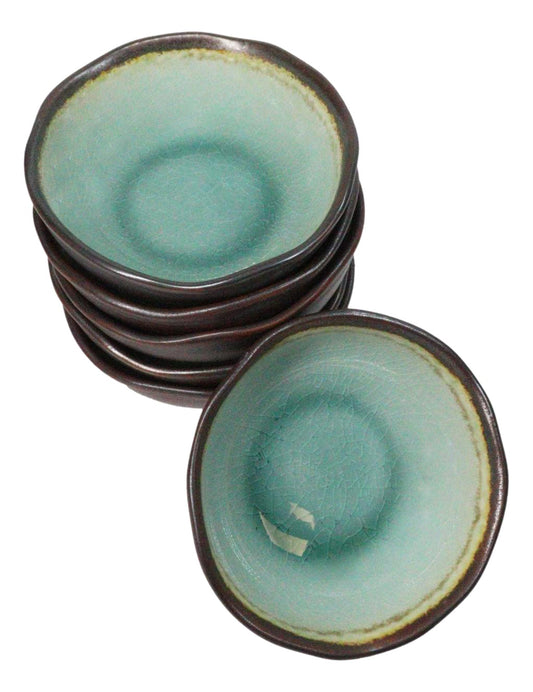 Pack Of 6 Midori Kannyu Green Porcelain Ceramic Small Shallow Bowls 7.5oz