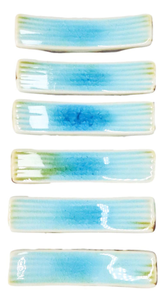 Pack Of 6 Blue Sky Aozora Kannyu Collection Porcelain Chopsticks Hashioki Rests