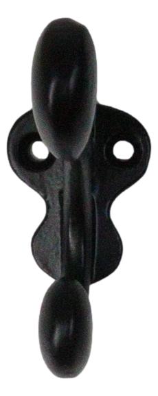 Pack Of 4 Cast Iron Black Traditional School House Double Peg Wall Hooks Accent