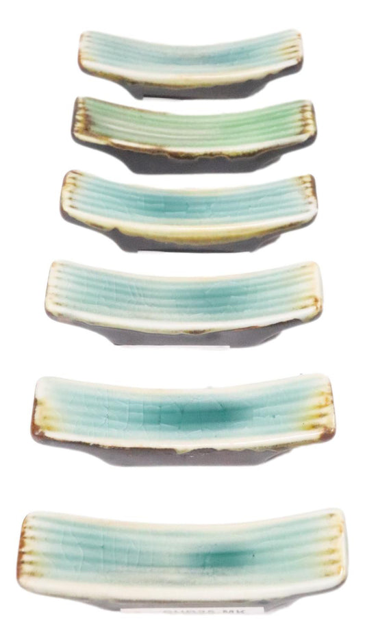 Pack Of 6 Green Midori Kannyu Collection Porcelain Chopsticks Hashioki Rests