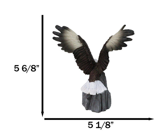 American Pride Bald Eagle with Open Wings by Rocky Cliff Ledge Figurine 5.75"H