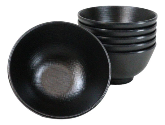 Pack Of 6 Black Silk Melamine Rice Miso Soup Salad Fruit Small Bowls 15oz