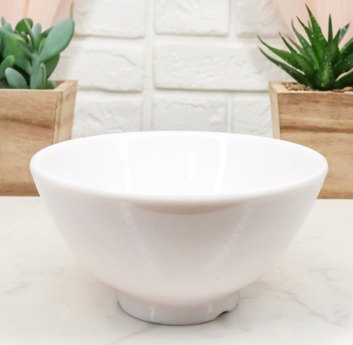 Modern White Jade Melamine Round Bowls 8oz For Rice Soup Salad Sauce Set Of 6