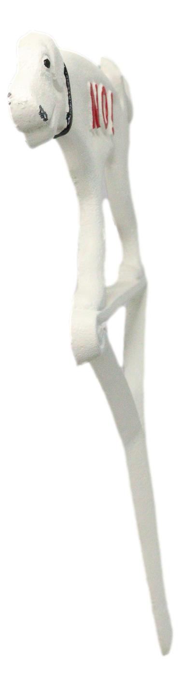 Cast Iron Keep Off The Grass No! Peeing Dog White Garden Stake Sign 12"H - Ebros Gift