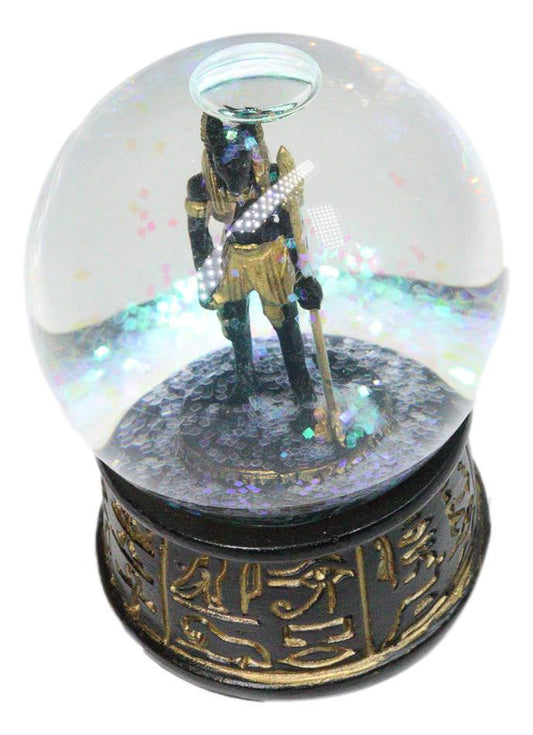 Black and Gold God of The Underworld Anubis Jackal Small Glitter Water Globe