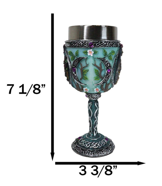 Wicca Triple Moon Goddess Maiden Mother Crone Witchcraft Wine Goblet Chalice 5oz