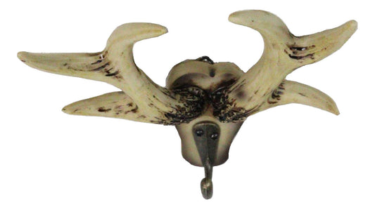 Deer Stag Antler Wall Hook Rustic Western Faux Bone Antler Single Peg Hanger