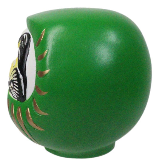 Green Talisman of Vitality Japanese Zen Daruma Figurine With Unpainted Eyes