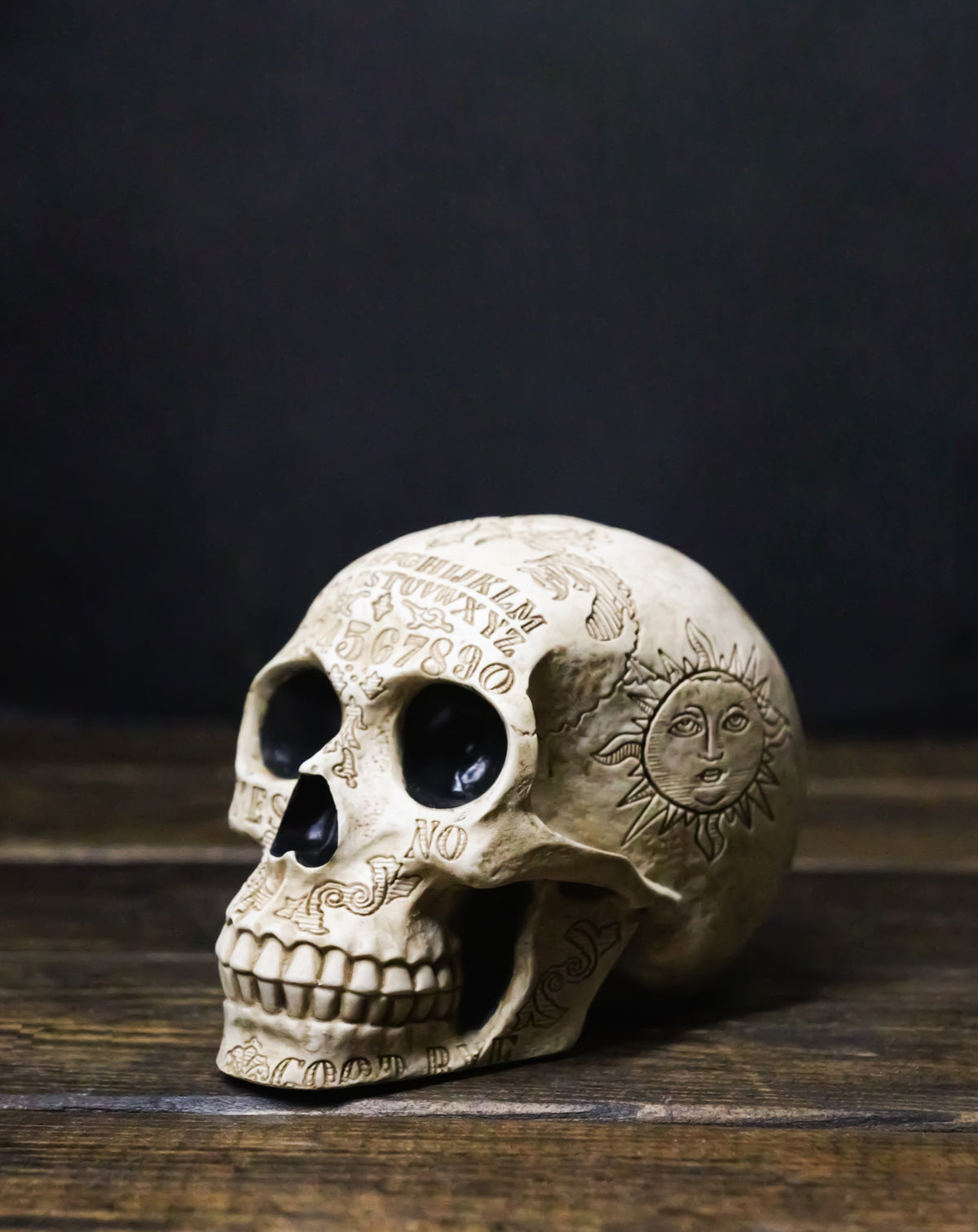 Ebros Paranormal Ouija Board Engraved Skull Figurine Gothic Resin Sculpture