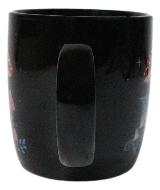 Wiccan Dark Forest Toadstool Mushroom Double Wall Ceramic Coffee Mug 13 Oz
