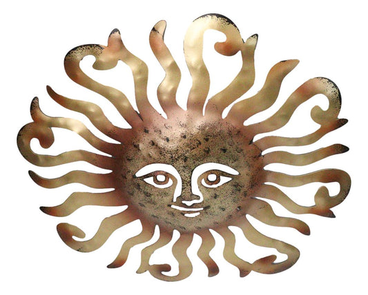 Metal Gold Celestial Heavens Sun Face Belenos Wall Decor Plaque Sculpture 12"H