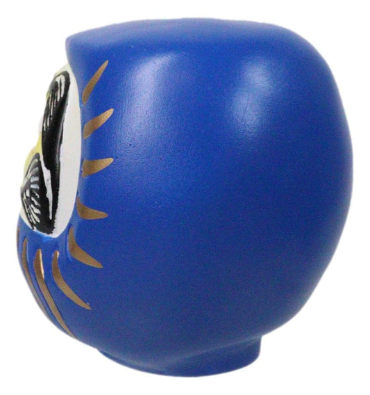 Blue Talisman of Wisdom Luck Japanese Zen Daruma Figurine With Unpainted Eyes