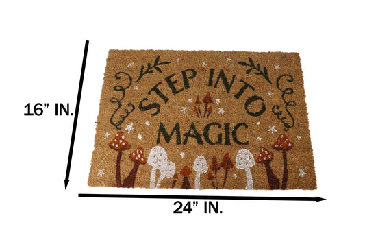 Step Into Magic Dark Forest Mushrooms Wicca Coir Coconut Fiber Floor Mat Doormat