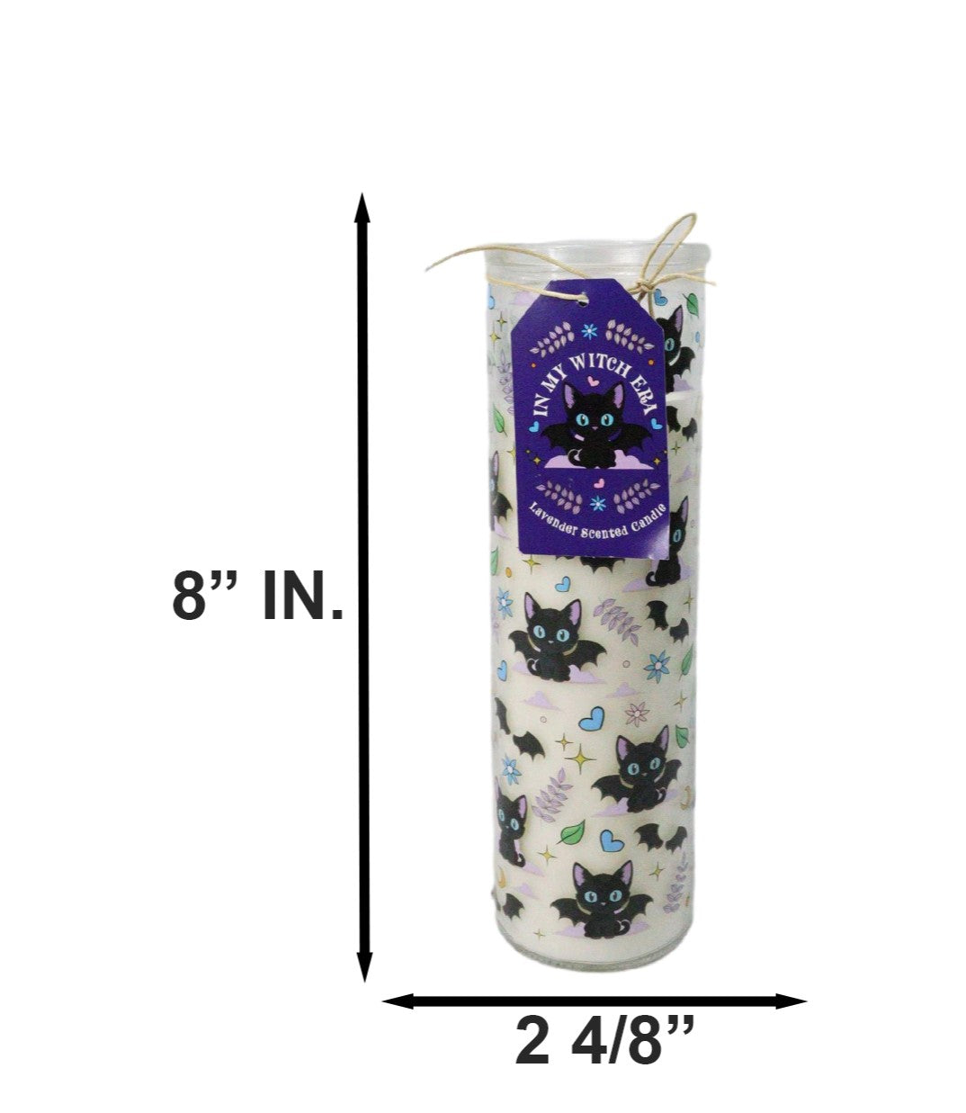 Halloween Magic Cute and Creepy Cat Bat Lavender Scented Glass Tube Candle