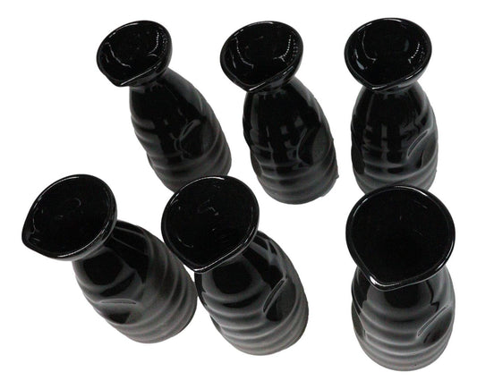 Pack Of 6 Twilight Black And Grey Waterfall Japanese Wine Sake Tokkuri Flask