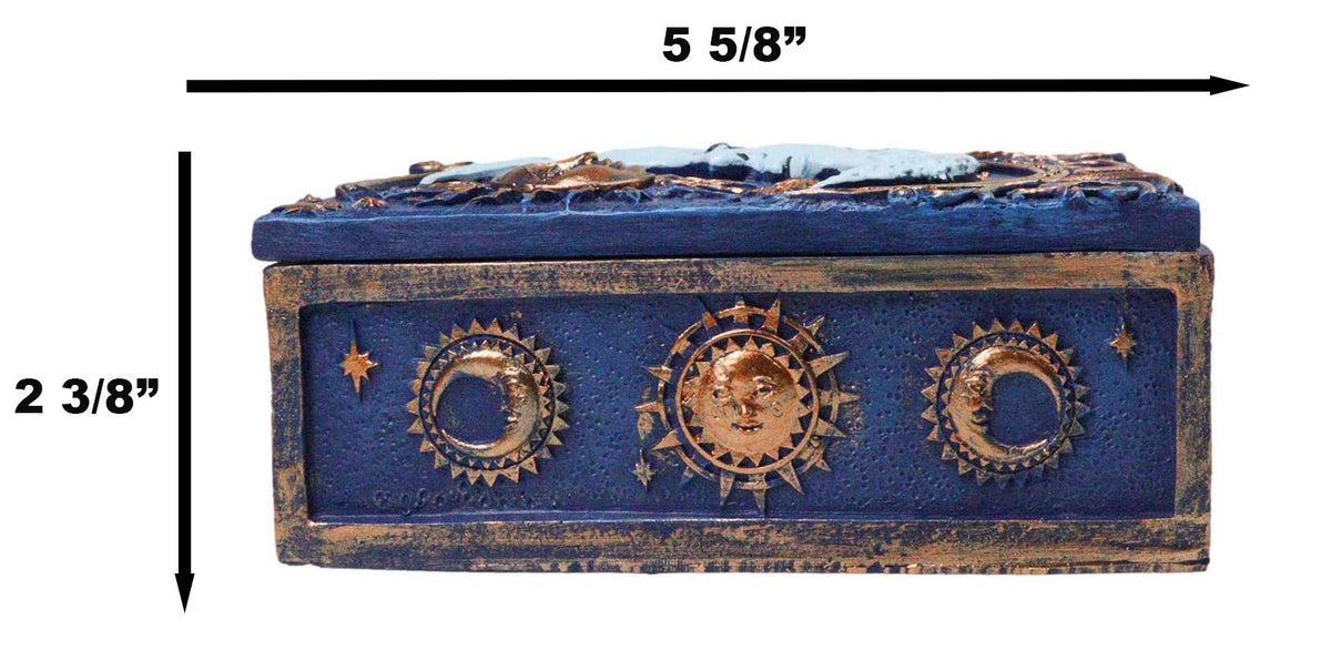 Celestial Sun Belenos & Moon Luna Blue Decorative Jewelry Keepsake Trinket Box