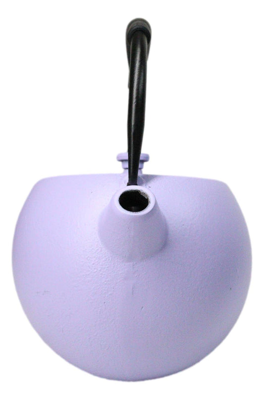 Pastel Purple Minimalist Tilted Round Cast Iron Teapot 28oz Tea Pot With Handle