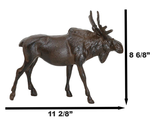 Cast Iron Large Emperor Stag Elk Bull Moose In Bronze Finish Figurine 11.25"L - Ebros Gift
