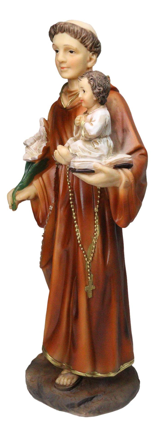 Catholic Church Saint Anthony of Padua Carrying Baby Jesus And Bible Statue 12"H - Ebros Gift