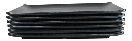 Pack Of 6 Black Silk Melamine Rectangular Sushi Entree Serving Platters 12" L