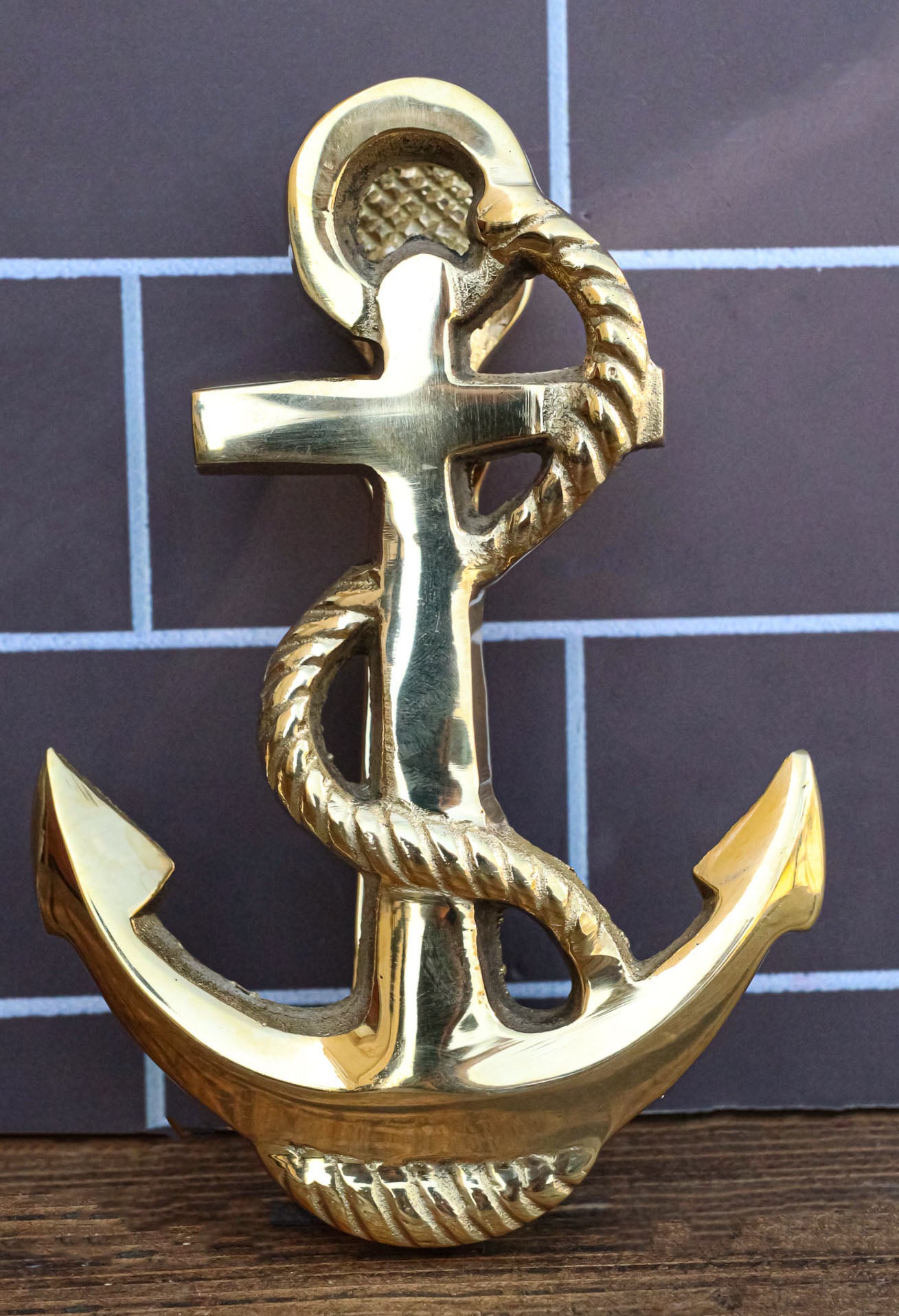 Brass Metal Golden Marine Nautical Sailor Ship Anchor Door Knocker