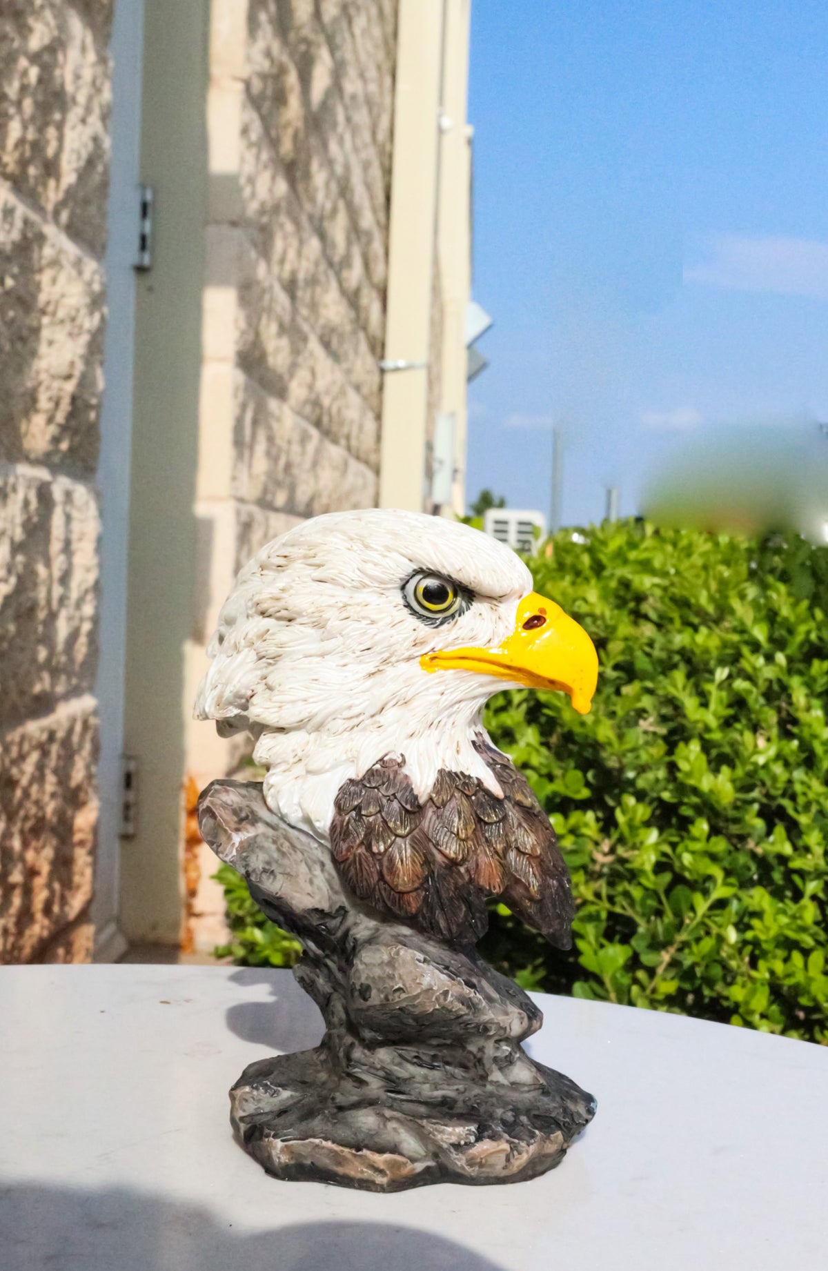 American Patriotism Majestic Royal Bald Eagle Head Bust On Rocks Figurine 4.5"H