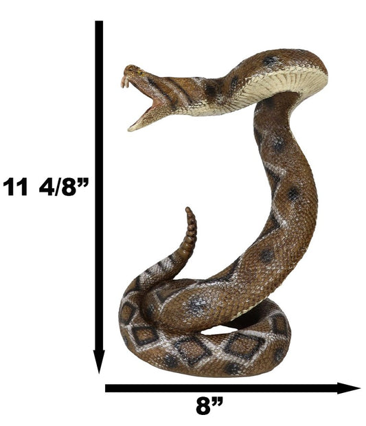Realistic Attacking Coiled Diamondback Rattlesnake With Fangs Bared Figurine - Ebros Gift