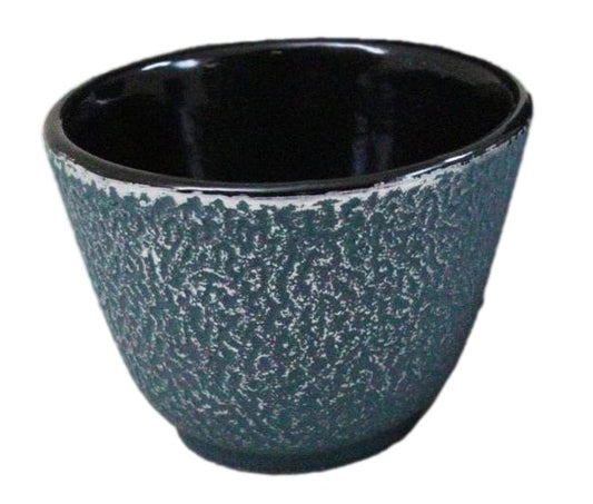 Pack Of 4 Teal Blue With Gold Cast Iron Tetsubin Textured Surface Tea Cups 3oz